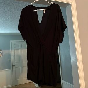 Bebop Women’s Black Stretch V-Neck Romper Short Sleeve Size XL